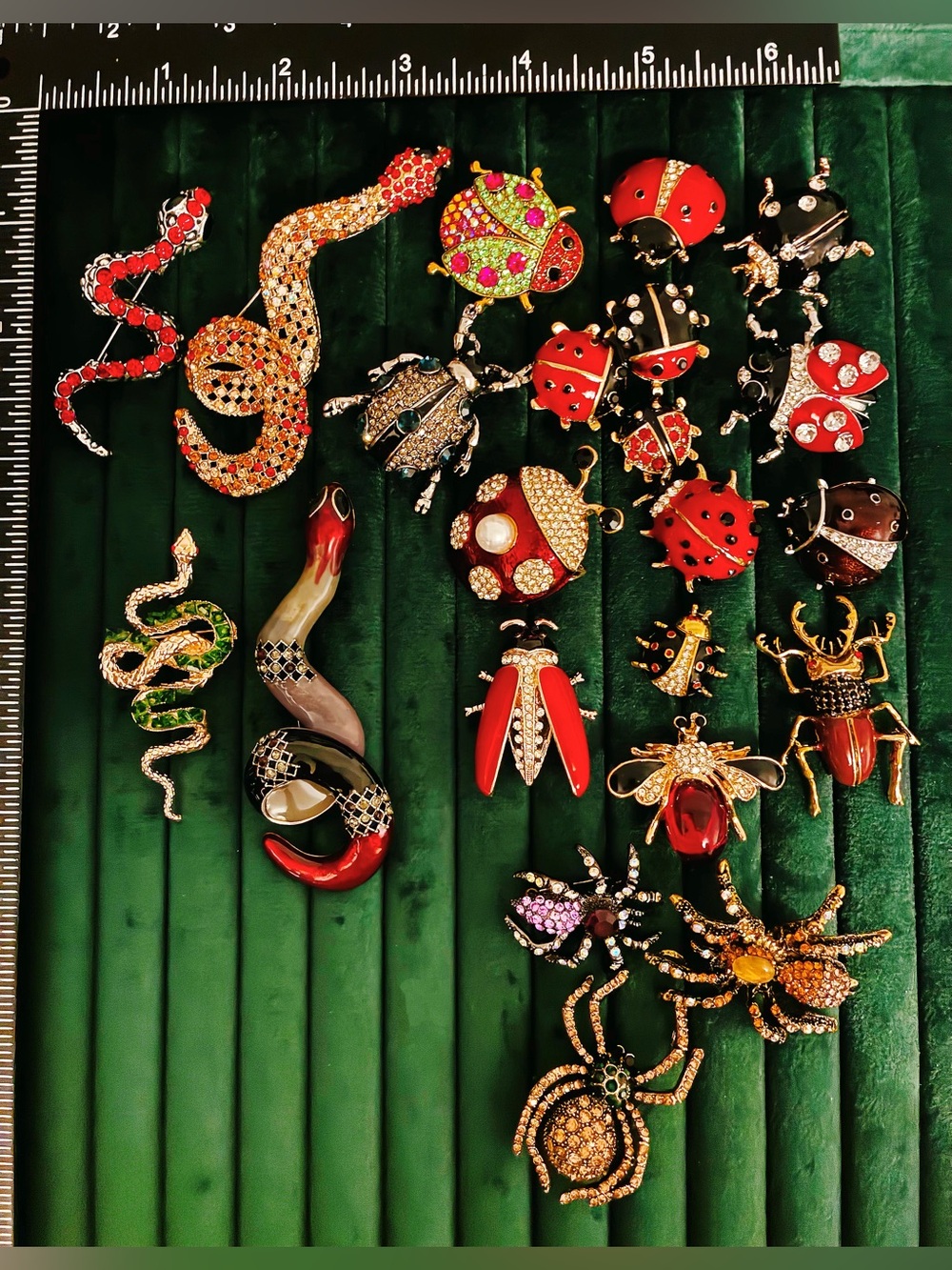 20pc Rhinestone Crystal Insect Bug Brooch Pin Lot Ladybug Beetle Spider Enamel